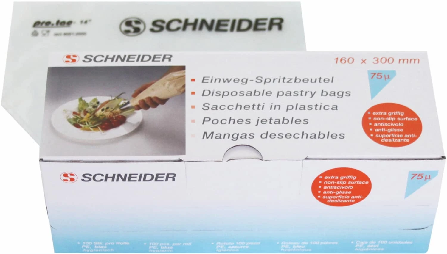 Schneider® Schneider - Einweg-Spritzbeutel, Geschlossene Spitze 300 X 160 Mm, 75 My, Gerollt. Farbe Blau 100 Stk./Box 1 Schneider® Schneider - Einweg-Spritzbeutel, Geschlossene Spitze 300 X 160 Mm, 75 My, Gerollt. Farbe Blau 100 Stk./Box