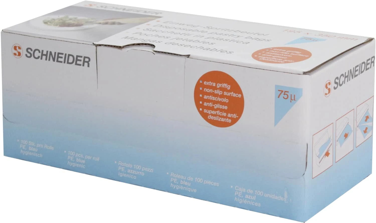 Schneider® Schneider - Einweg-Spritzbeutel, Geschlossene Spitze 300 X 160 Mm, 75 My, Gerollt. Farbe Blau 100 Stk./Box 3 Schneider® Schneider - Einweg-Spritzbeutel, Geschlossene Spitze 300 X 160 Mm, 75 My, Gerollt. Farbe Blau 100 Stk./Box – Bild 3